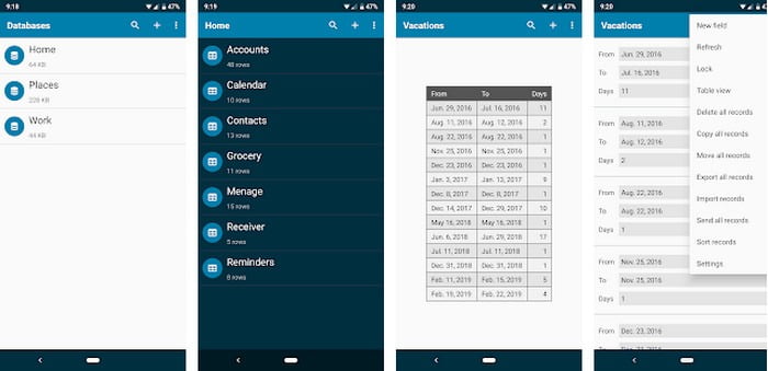 database application for android platrom