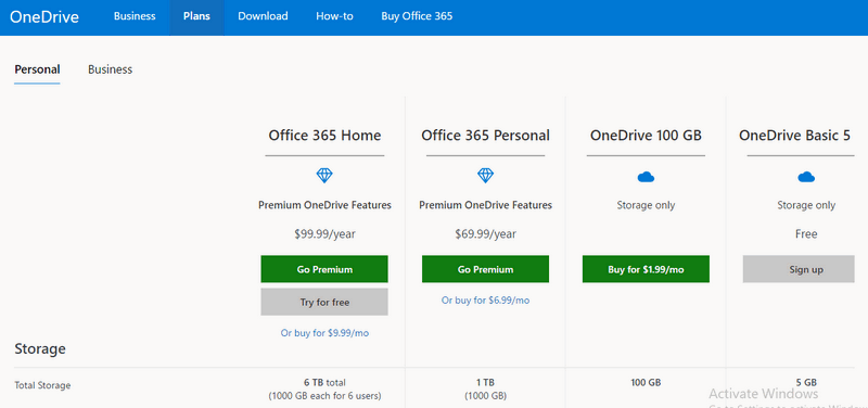 onedrive hosting plans