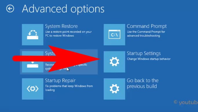 Start up settings in windows 10