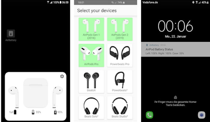 check airpods battery on android