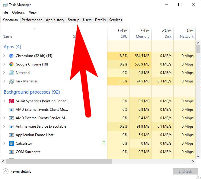 how to disable startup programs Windows 10