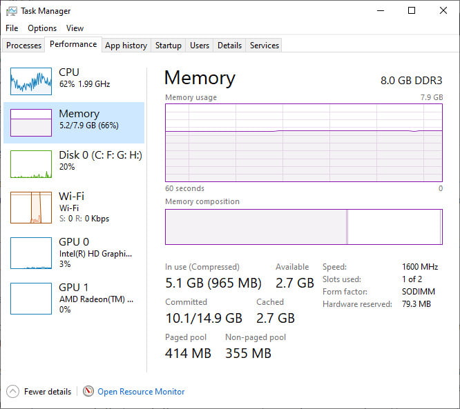 how to check how much ram i have Windows 10