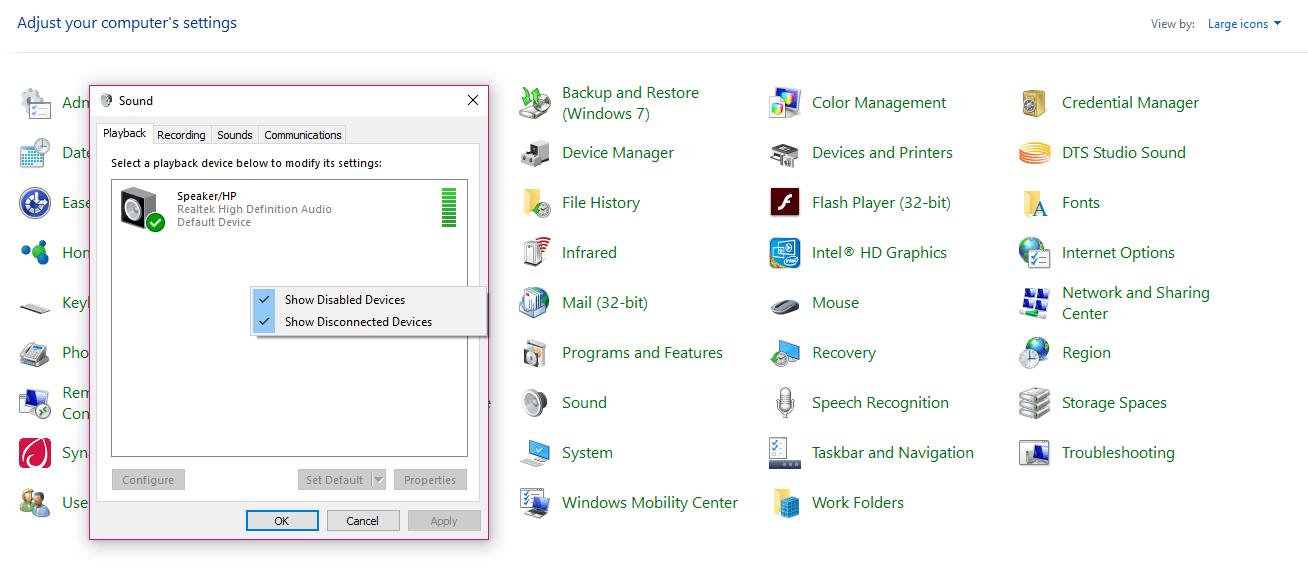 windows 10 shortcut to change audio device