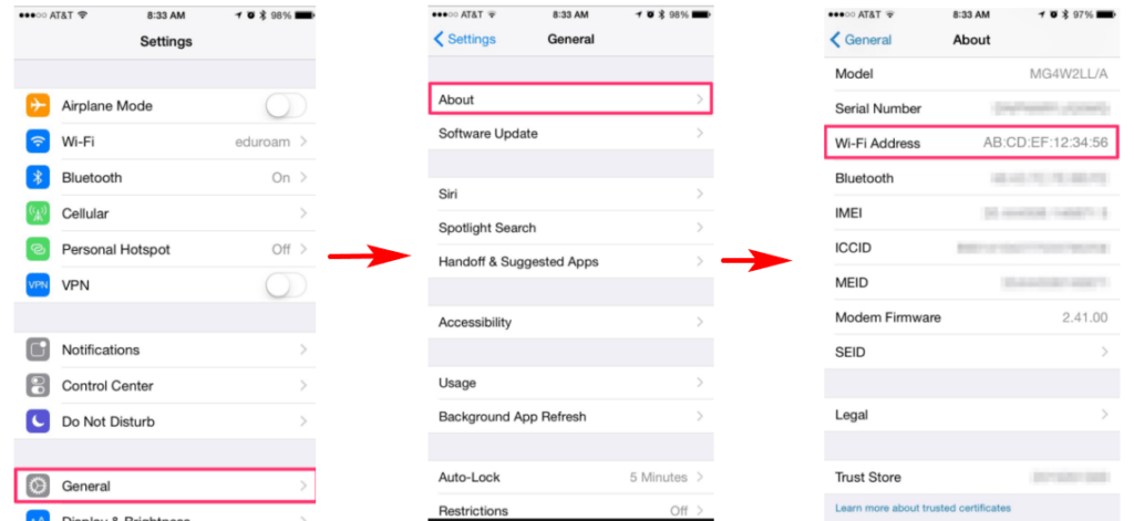 how to get mac address on iphone