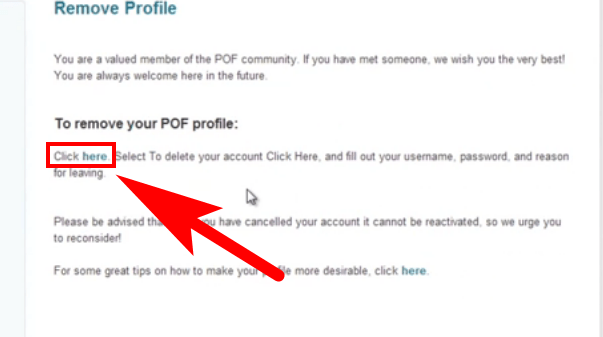 pof dating delete account