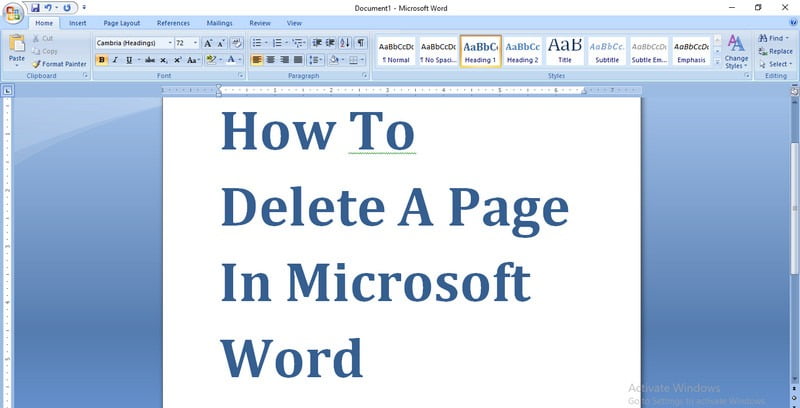 how to delete a page in microsoft word that wont delet