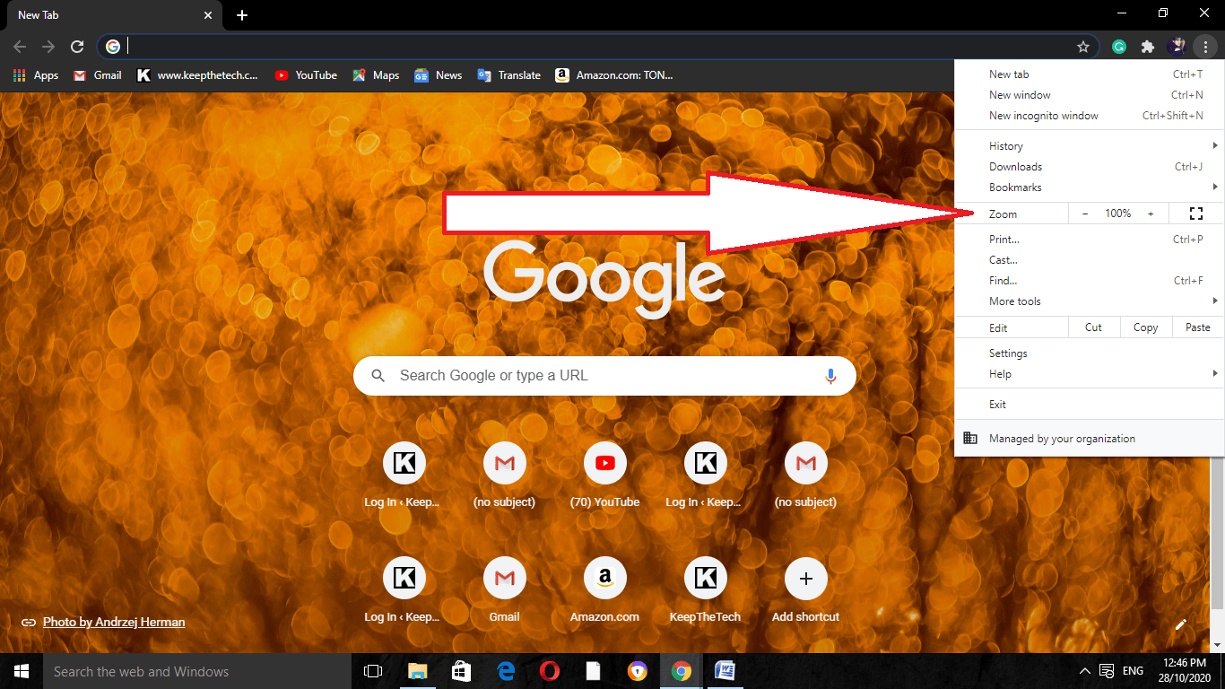 google chrome full screen button