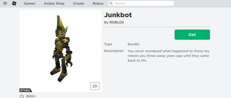 Junkbot on roblox