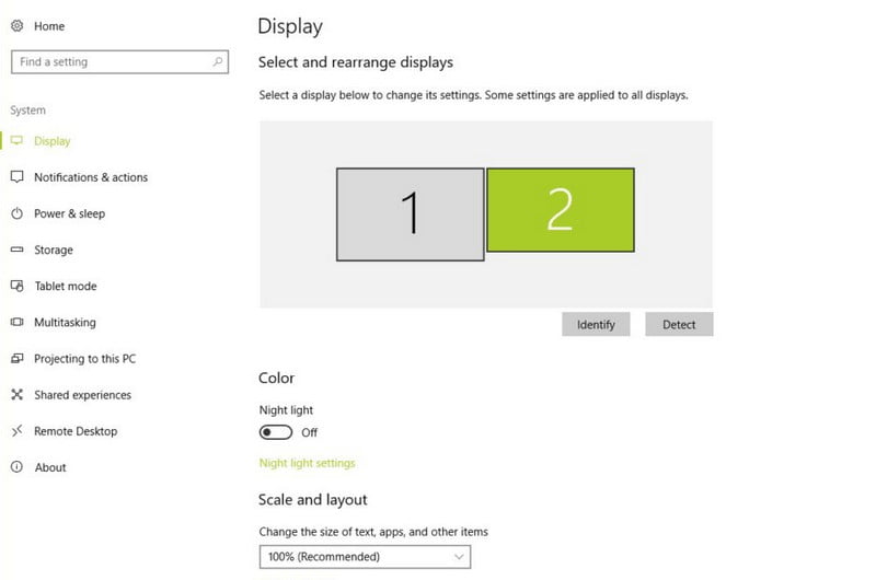 screen resolution of dual display 