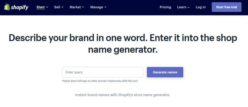 Shopify brand generator