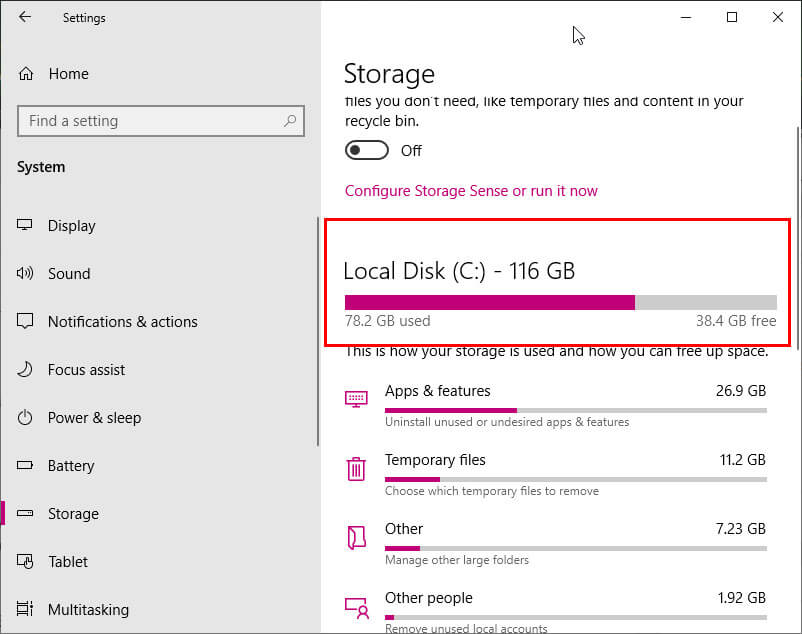 C drive storage