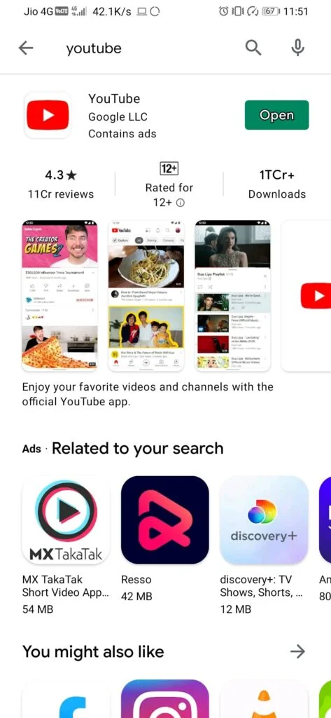 youtube app not working