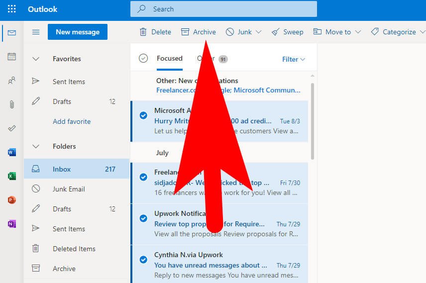 how to archive email in outlook
