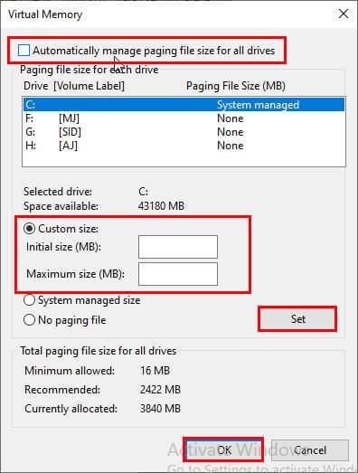 how to adjust virtual memory in windows 10
