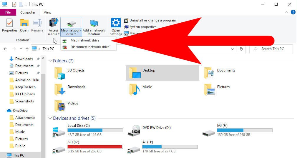 map network drive windows 10 	