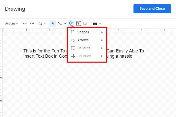 how to put box in google docs