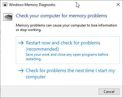 windows 10 memory diagnostic