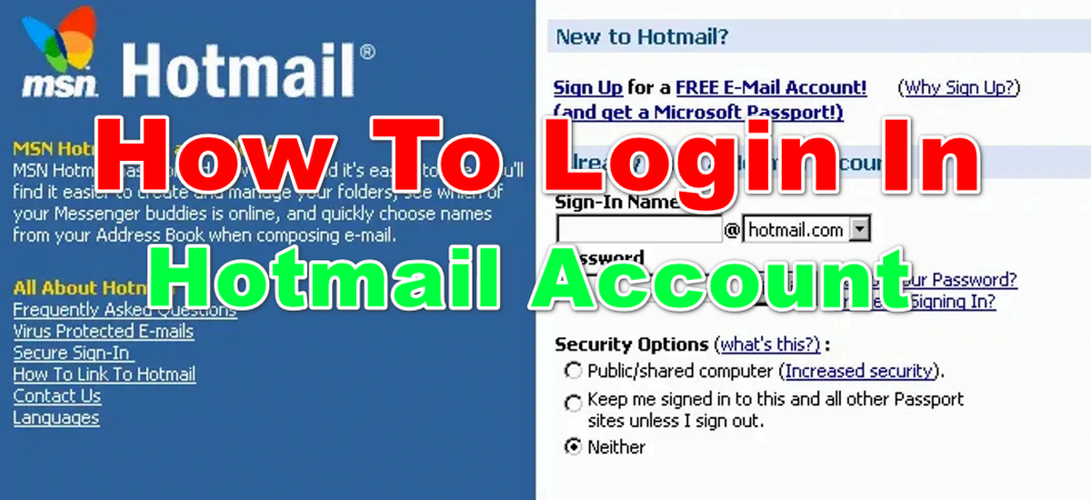 Hotmail sign up login