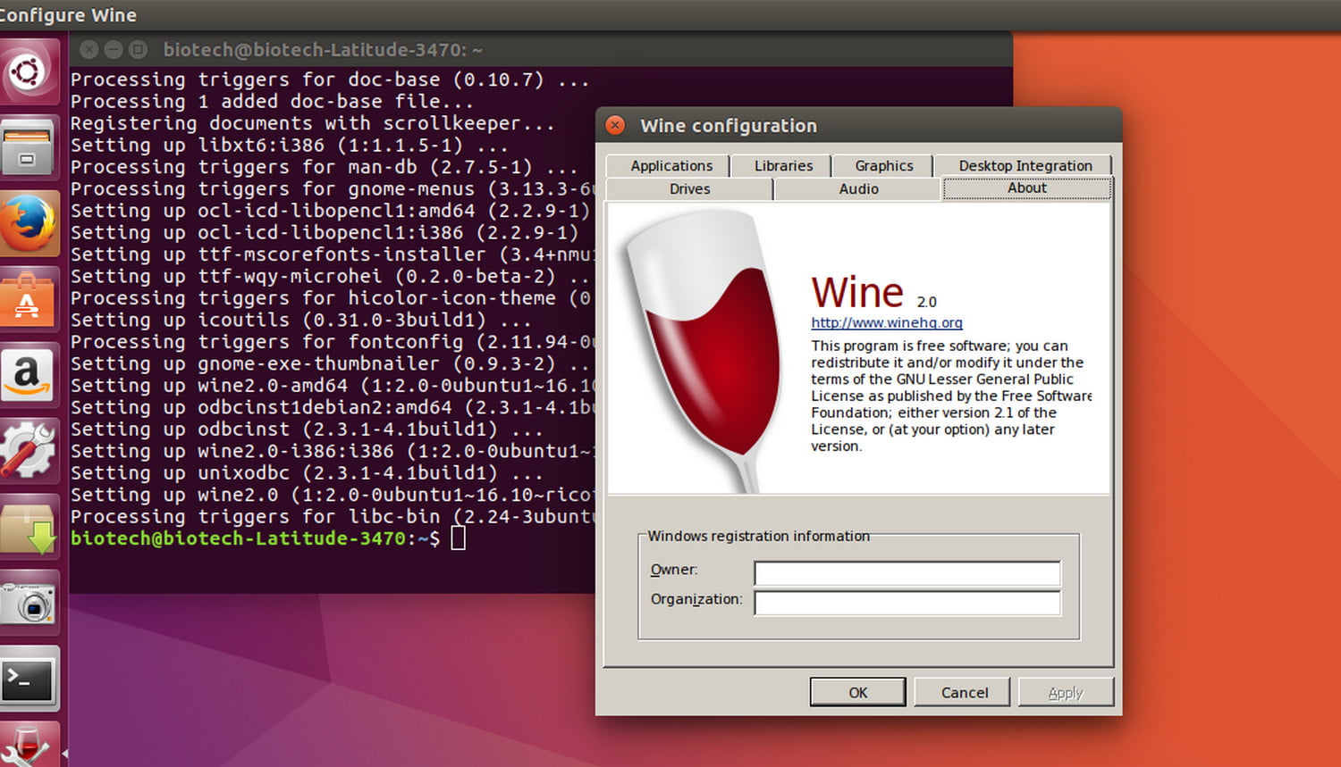 Wine linux