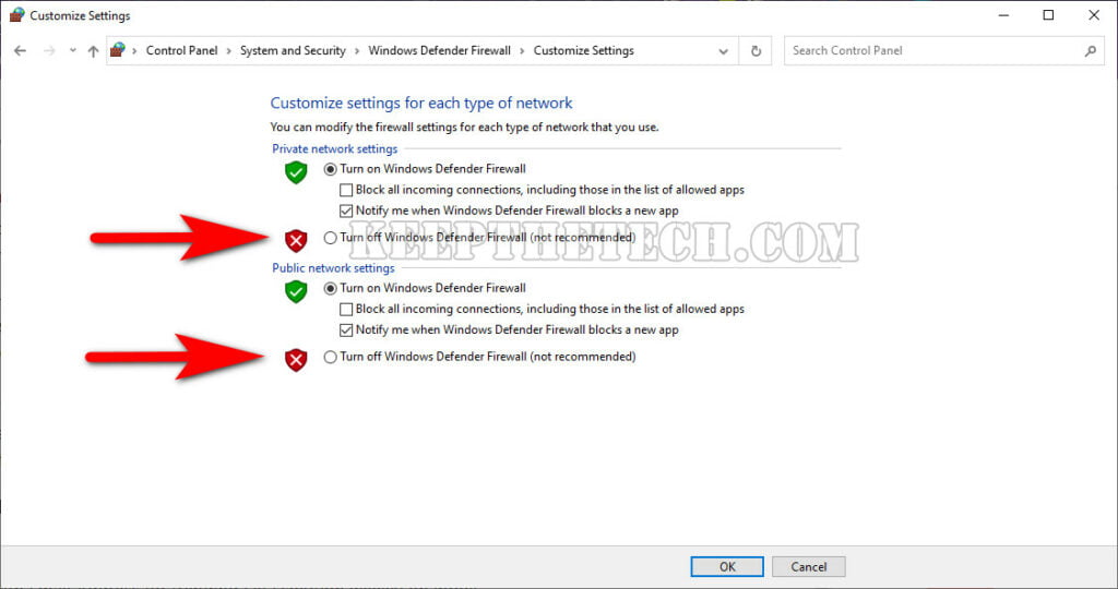 turn off windows firewall