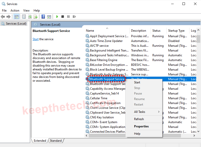 Bluetooth Support Service Windows